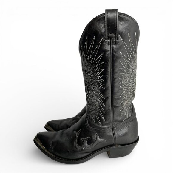 Canada West Black Buffalo Leather Western Cowboy Boots Indian Chief Men's 9.5 EE - Picture 11 of 16